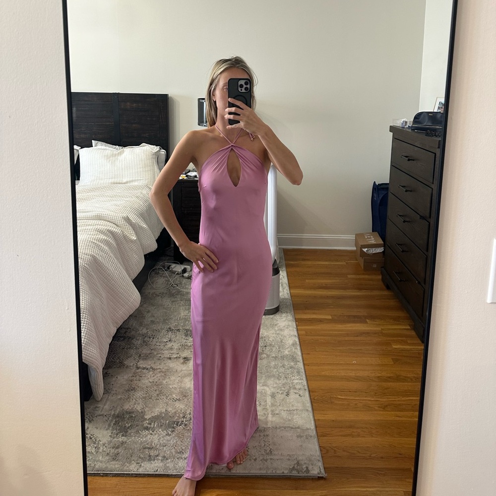Hello Molly Pink Spaghetti Strap Maxi Gown